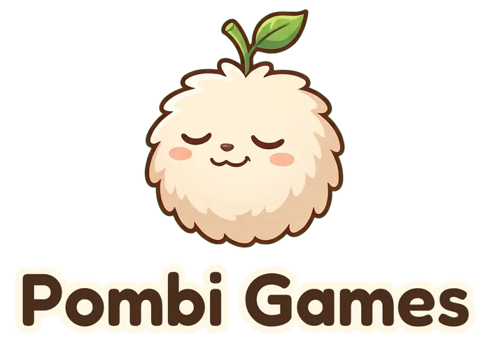 Pombi Games: Pombi, a round fluffy pom-pom with a little leaf sprout