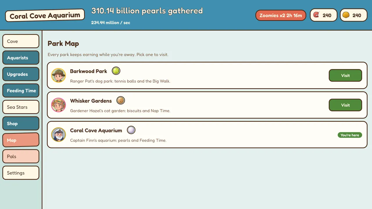 The Park Map with Barkwood Park, Whisker Gardens and Coral Cove Aquarium